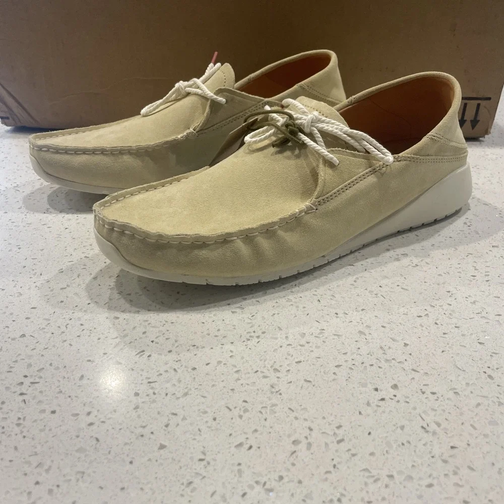 NWT Olukai KA'A DRIVER Mens Size 12 Italian Suede‎ Leather Loafers Golden Sand